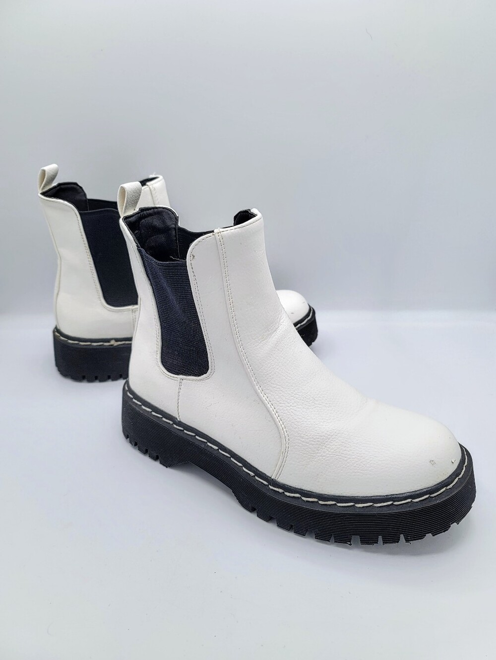 Sincerely Jules Hippie White Chelsea Boots Womens 6.5 Chunky Lug Sole Platform